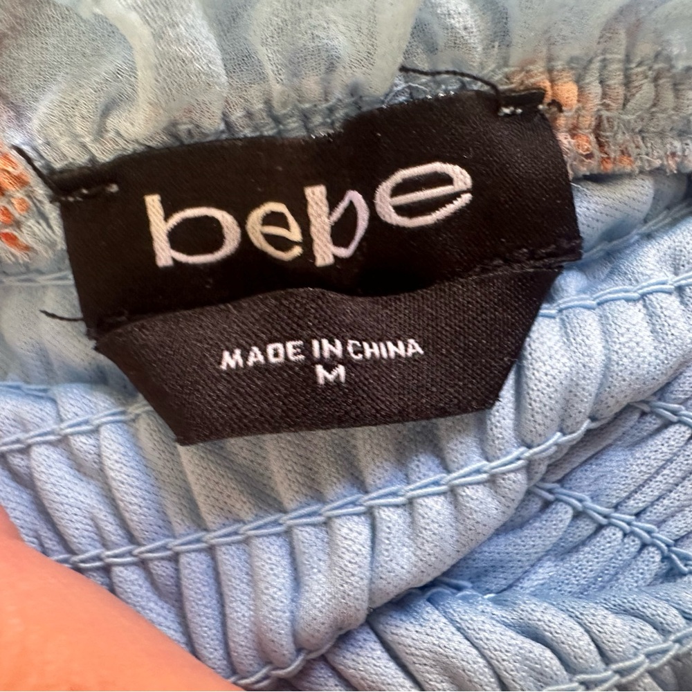 Bebe Blue Floral Ruffle Dress - Size M - Picture 4 of 4